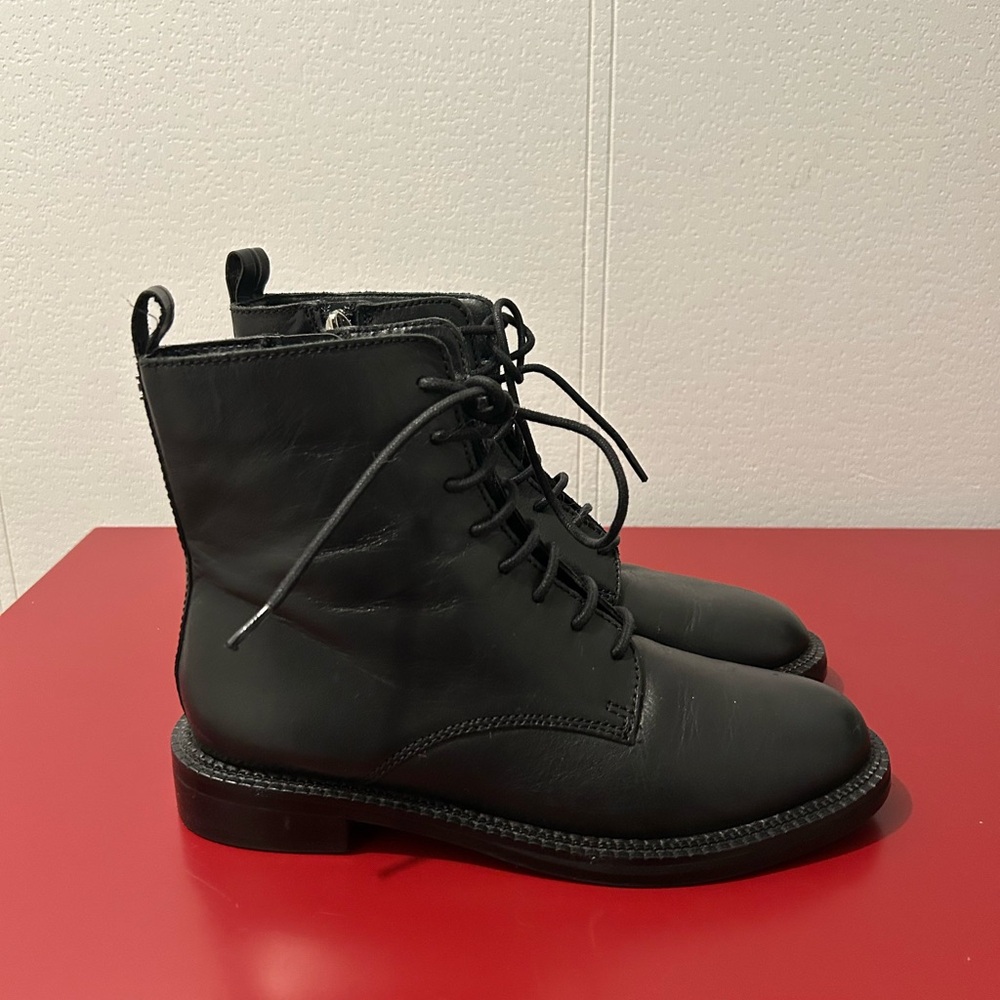 Sam Edelman Nina Black Leather Combat Boots Size 6